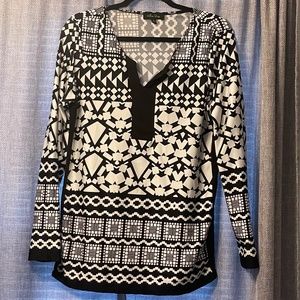 Black and White Aztec Top